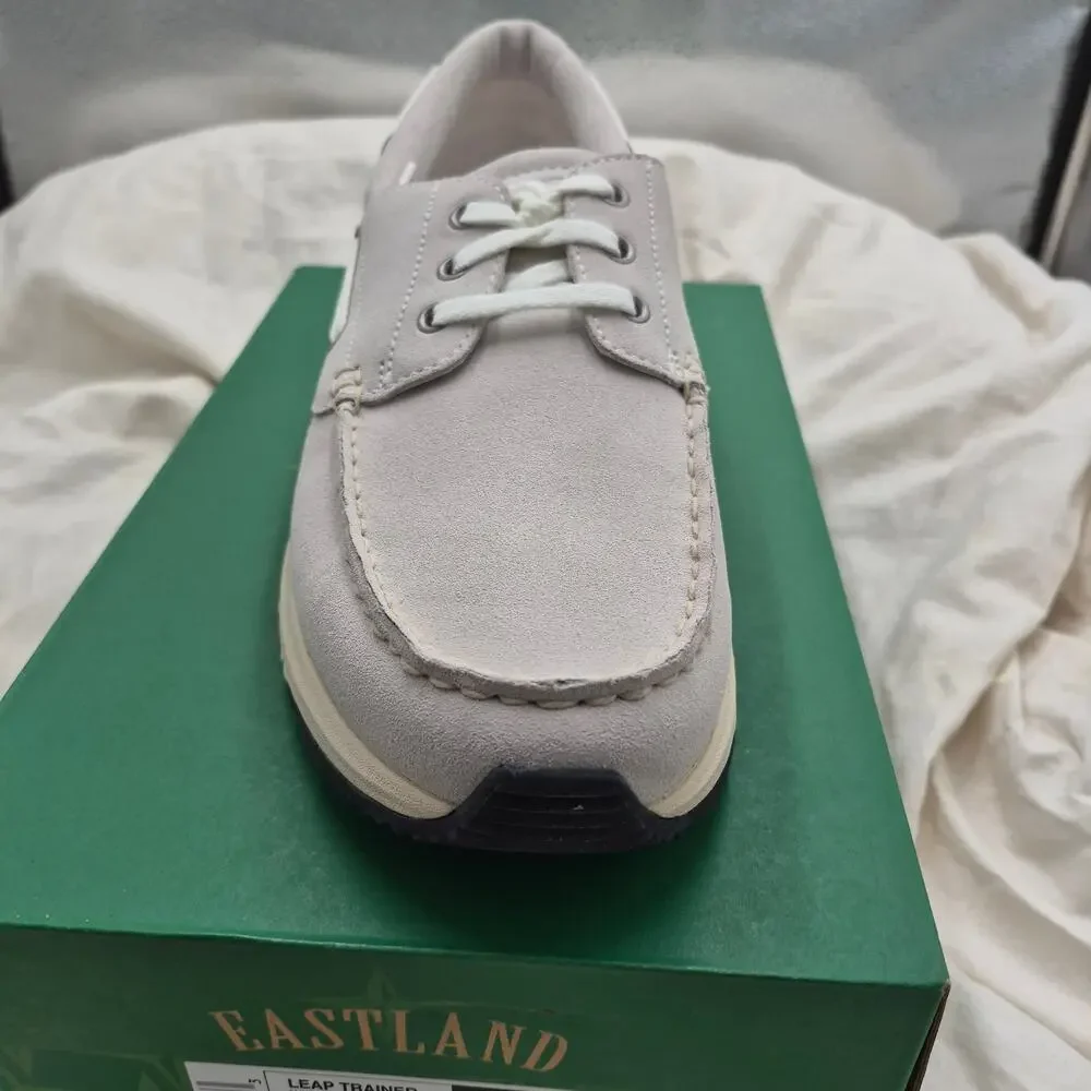 NEW Eastland Leap Trainer moc-toe boat shoes white Leather Men size 13